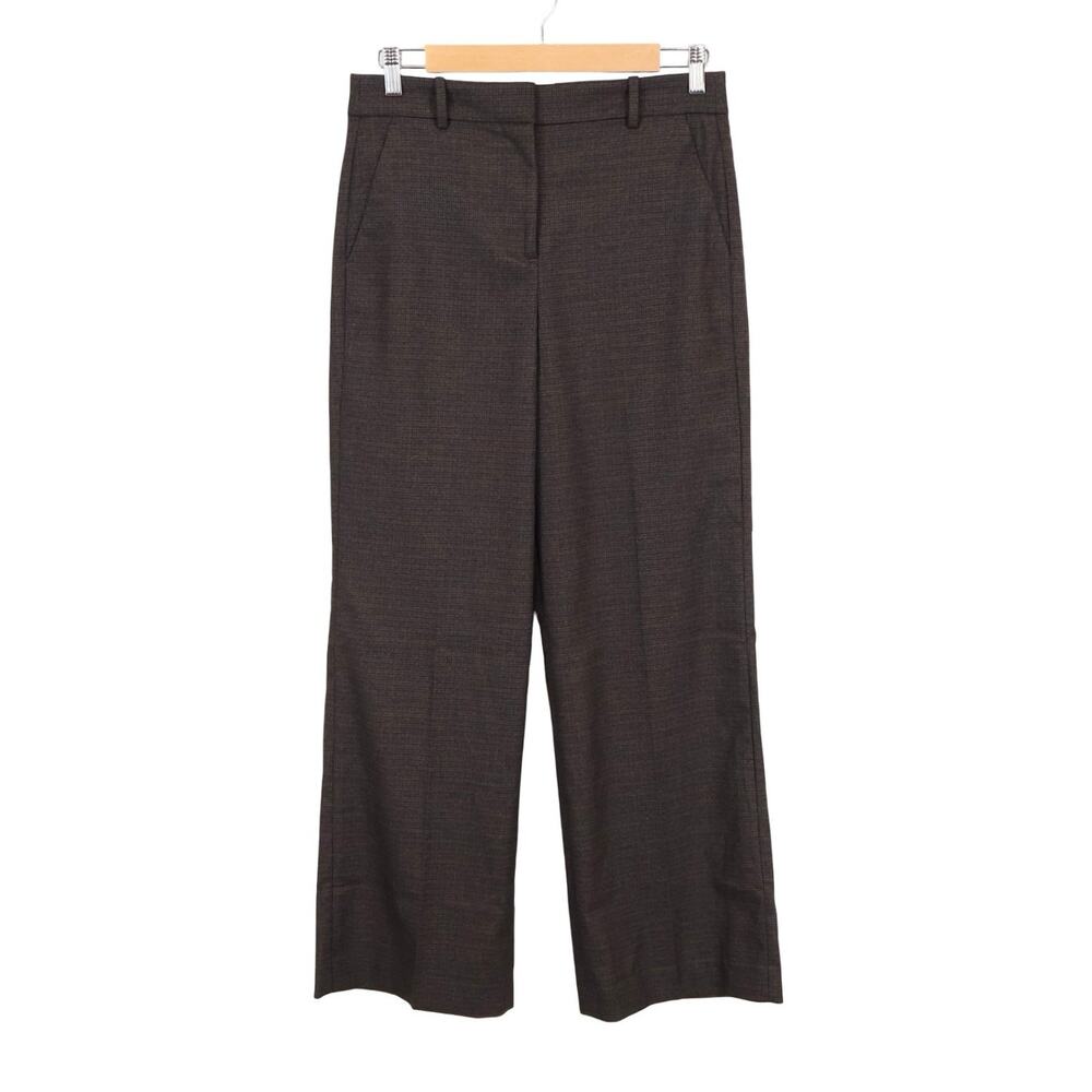NWT J.Crew Factory Remy Full-Length Wide-Leg Pant Brown Black Burgundy Plaid 4